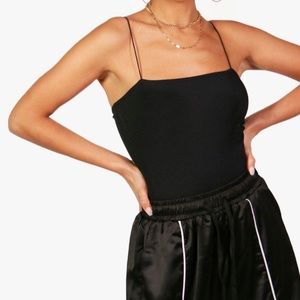 Boohoo Straight Neck Bodysuit With Skinny Straps